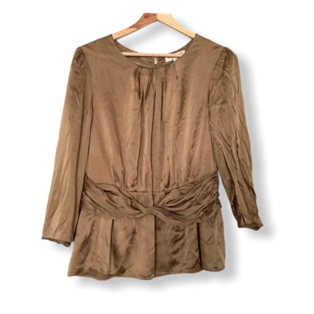 Burberry London Blouse Top Peplum Back Zipper